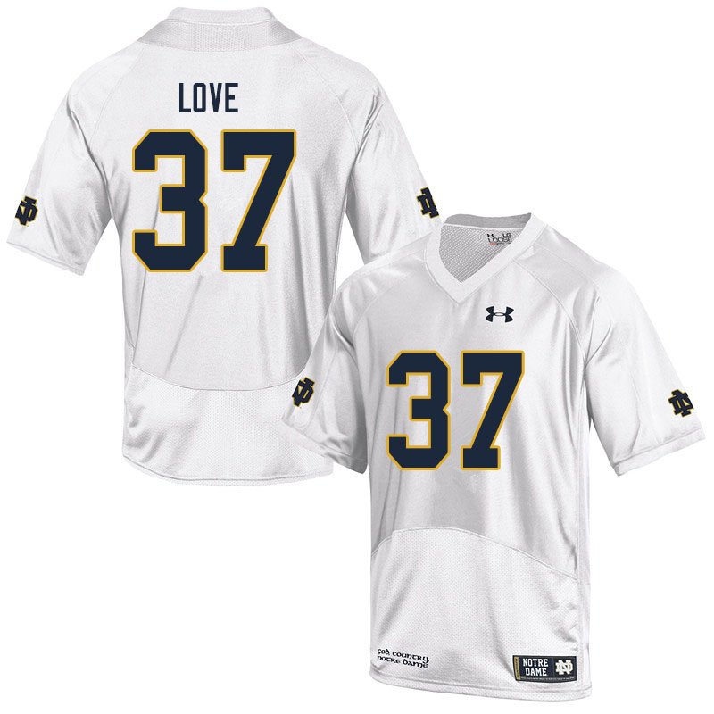 Men #37 Chase Love Notre Dame Fighting Irish College Football Jerseys Sale-White